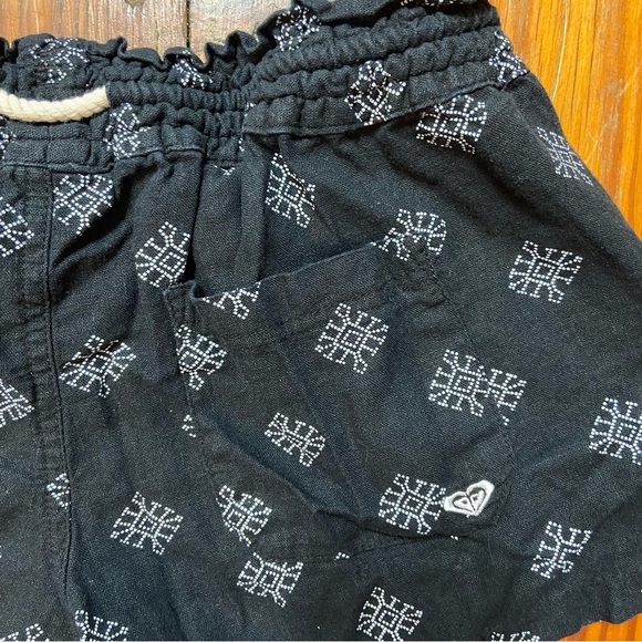 Roxy Women’s Linen Viscose Shorts Size L Black Drawstring Waist Beach Surf Sand - Picture 6 of 12